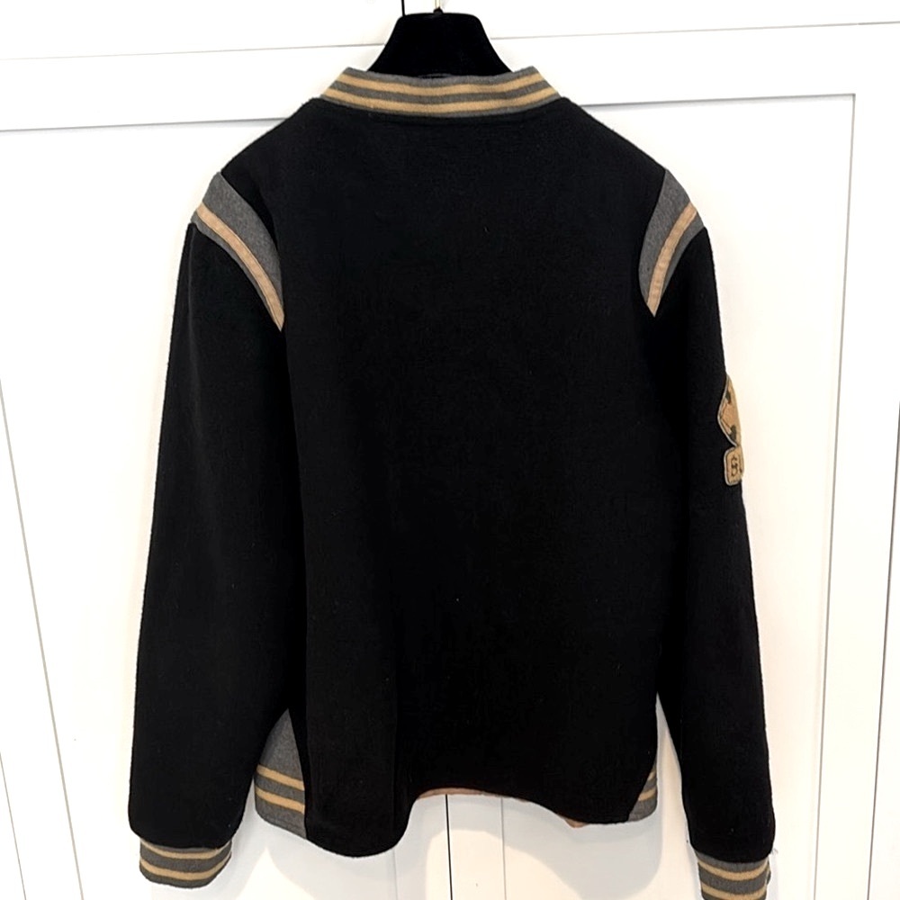 Vintage Buffalo David Britton black and gold wool varsity bomber jacket - Picture 2 of 6